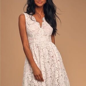 White Lace Fit & Flare Midi Dress – Feminine & Timeless